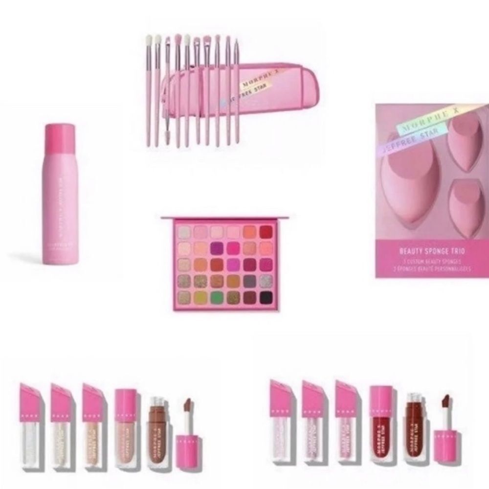 Jeffree Star morphe limited edition eyeshadow palette brushes lip gloss spray